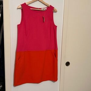 LOFT Pink and Orange Colorblock Mini Dress